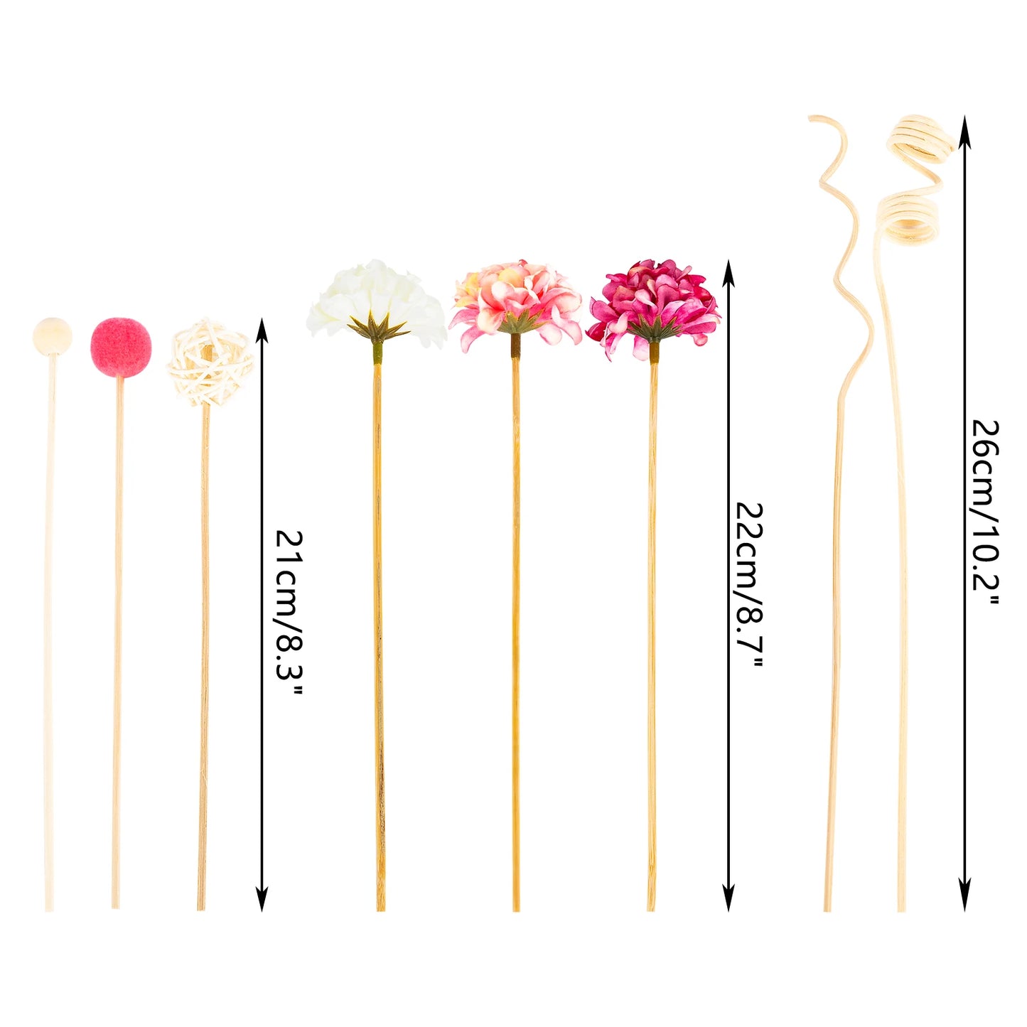 10PCS Pink Hydrangea Rattan Sticks – Fireless Fragrance Reed Diffuser Sticks for DIY Home Decor