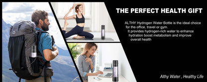 ALTHY Molecular Hydrogen Water Generator Bottle - DuPont SPE&PEM Dual Chamber Ionizer with Charging & Time Display