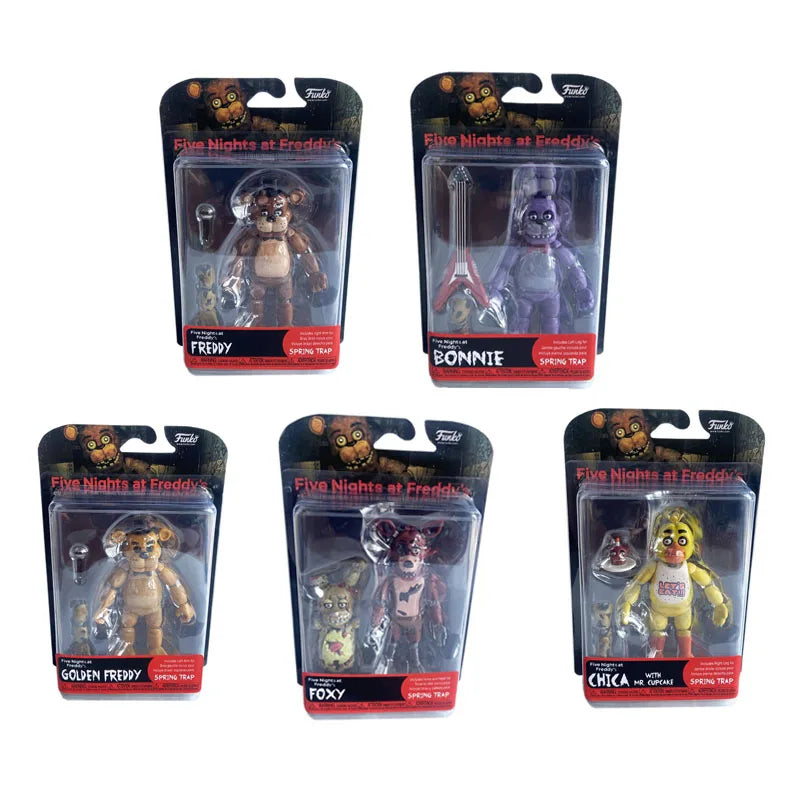 14CM FNAF Action Figures — Movable Nightmare Freddy, Bonnie, Foxy, Chica PVC Collectible Toys with Blacklight Effect