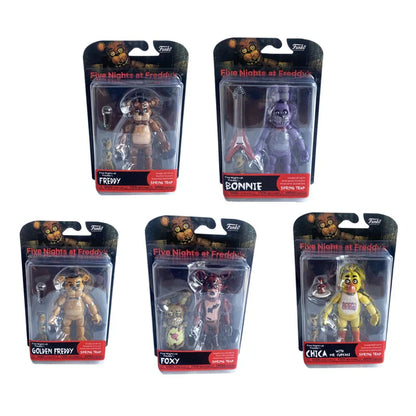 14CM FNAF Action Figures — Movable Nightmare Freddy, Bonnie, Foxy, Chica PVC Collectible Toys with Blacklight Effect