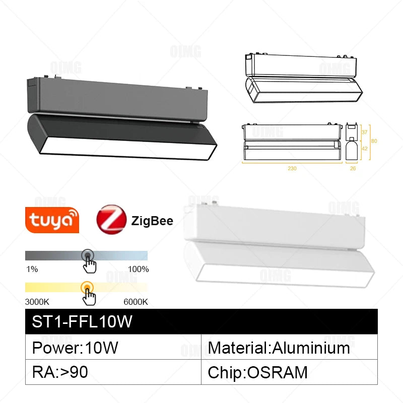 Smart Home Tuya Dimming 6mm Ultra-Thin Ceiling Mount Magnetic Track Light, 48V Slim Surface Mounted Linear Light