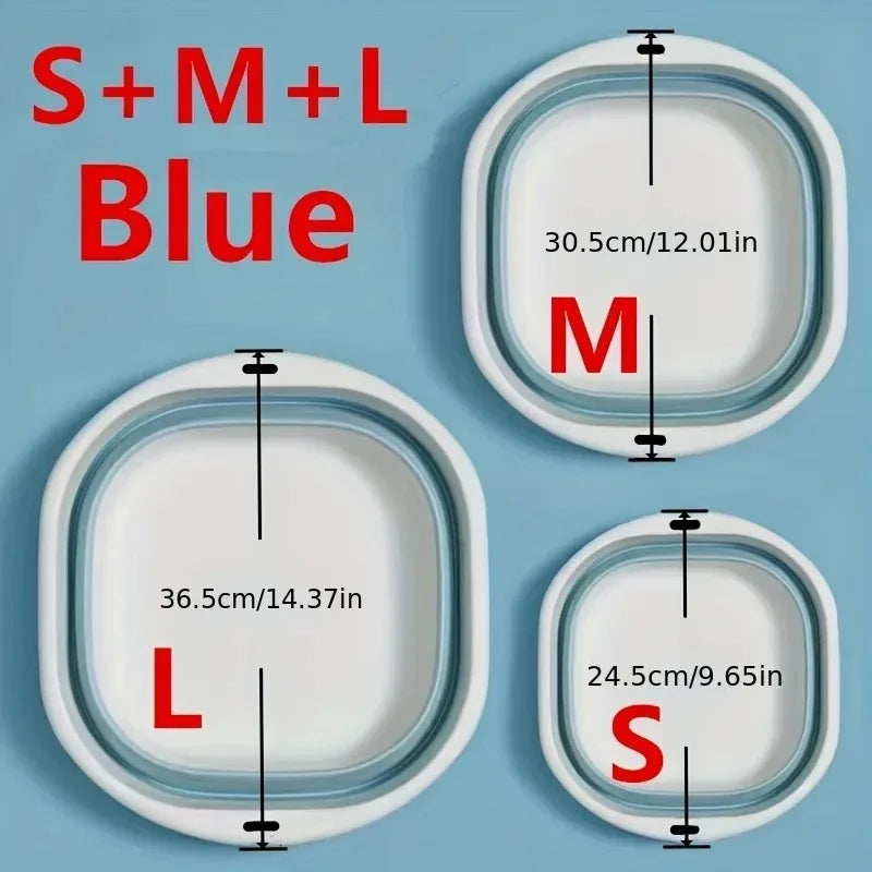 3-Pack Collapsible Tub Wash Basin & Laundry Baskets – Space-Saving Storage Containers for Camping, Hiking, Home & Fruit Washing