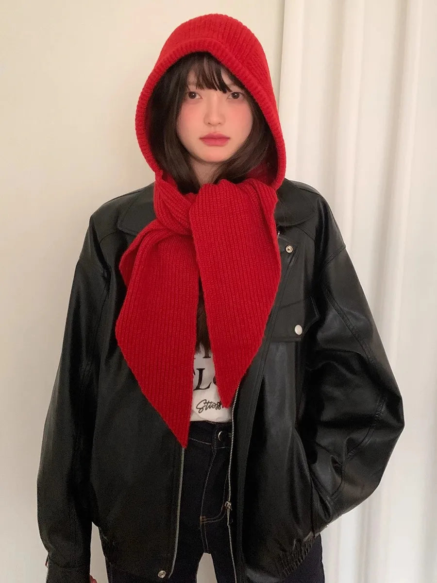 Autumn & Winter Hat and Scarf Set – Wool Knit Earmuffs, Fashionable Neck Warmer for Women