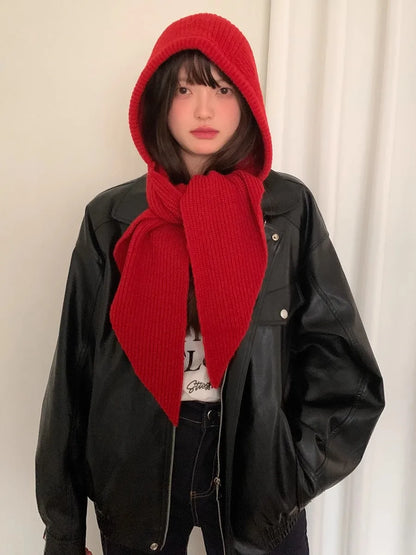 Autumn & Winter Hat and Scarf Set – Wool Knit Earmuffs, Fashionable Neck Warmer for Women