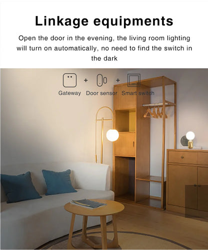 Tuya Smart Zigbee Door & Window Sensor – Black Open/Close Detector for Smart Home Security, Compatible with Smart Life App