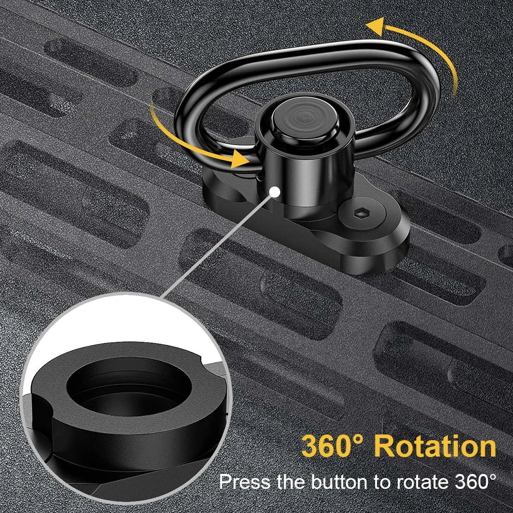 2PCS Tactical QD Sling Swivel Mount – 360° Quick Release Adapter for Rifle, Gun Sling Buckle Attachment Accessory