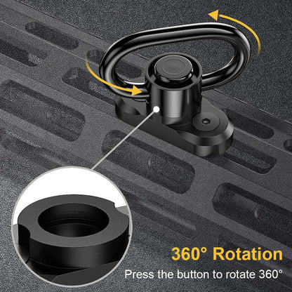 2PCS Tactical QD Sling Swivel Mount – 360° Quick Release Adapter for Rifle, Gun Sling Buckle Attachment Accessory