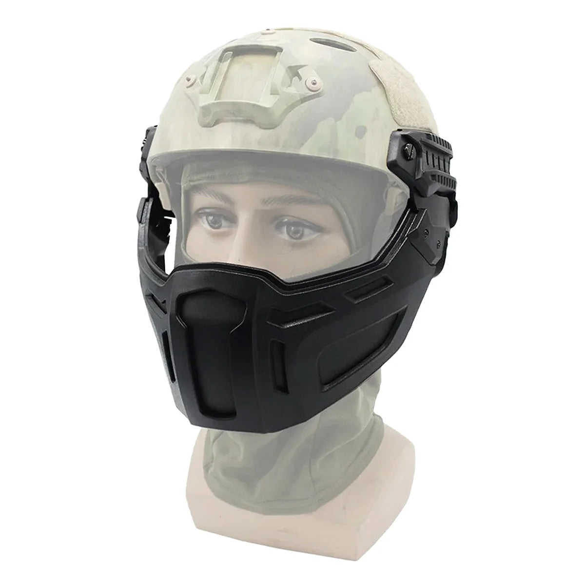 Tactical FAST Helmet Half Face Mask with Flip Goggles – Airsoft, Paintball, and Hunting Gear Accessories