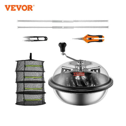 VEVOR 16/19/24 in Manual Leaf & Bud Bowl Trimmer — Stainless Steel Blades, Twist-Spin Cut, Clear Dome