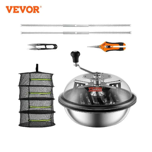 VEVOR 16/19/24 in Manual Leaf & Bud Bowl Trimmer — Stainless Steel Blades, Twist-Spin Cut, Clear Dome