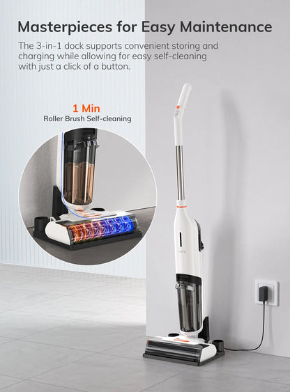 ILIFE W90 Cordless Wet Dry Smart Mop – 5500Pa Suction, Self-Cleaning in 1 Minute, Large Dual Water Tank