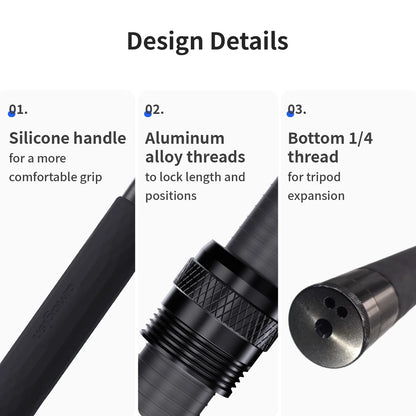 aMagisn 3M Invisible Selfie Stick - 1.2M Carbon Fiber Telescopic Monopod for DJI, GoPro, Insta360 X3/X4 Accessories