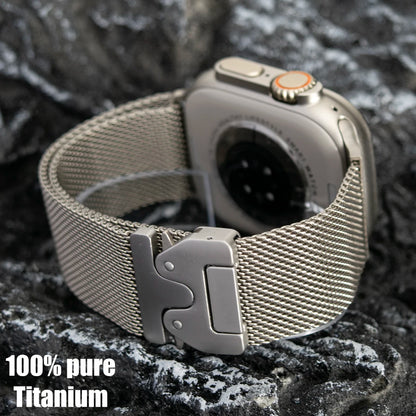 100% Titanium Milanese Loop Band for Apple Watch Ultra 2/1, Series 10–6, SE – iWatch Strap for 45mm 46mm 49mm Models