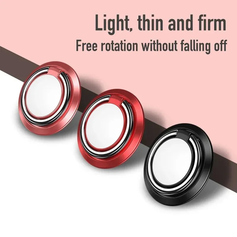 360° Rotating Finger Ring Holder Stand - Magnetic Car Mount & Universal Phone Back Sticker Pad Grip