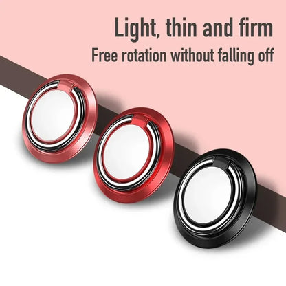 360° Rotating Finger Ring Holder Stand - Magnetic Car Mount & Universal Phone Back Sticker Pad Grip