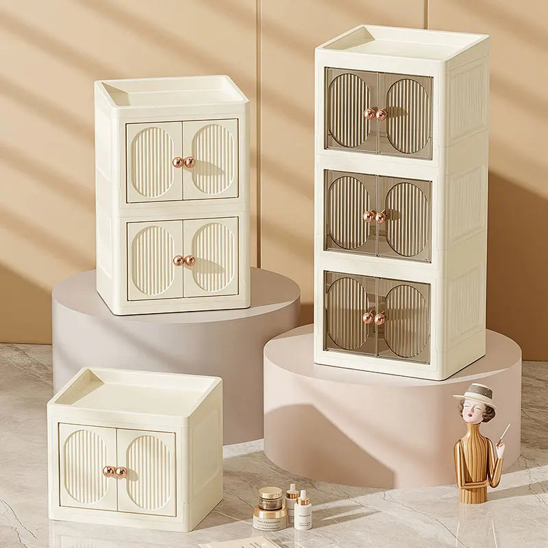 Foldable Desktop Makeup Organizer — Multi-Layer Large Capacity Storage for Cosmetics, Toiletries & Books