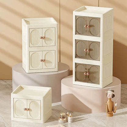 Foldable Desktop Makeup Organizer — Multi-Layer Large Capacity Storage for Cosmetics, Toiletries & Books