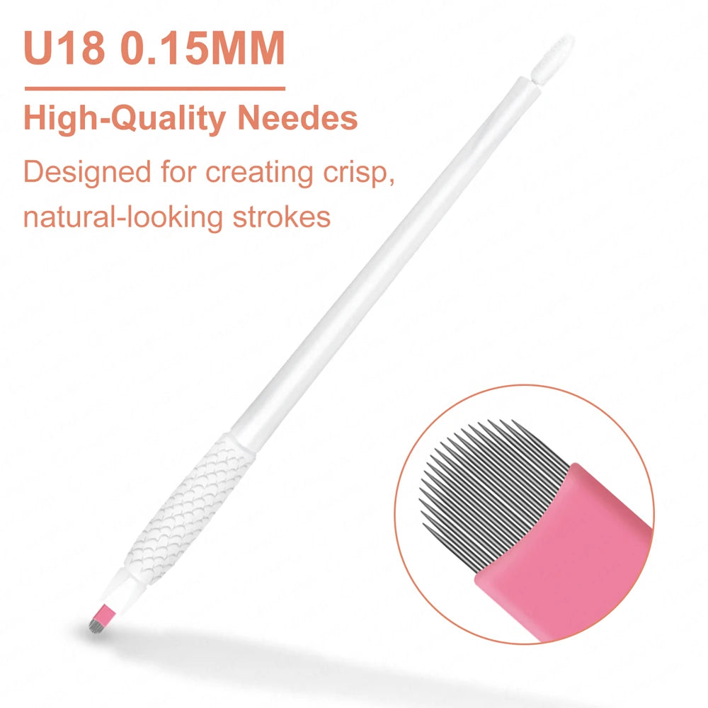 10pcs Disposable Microblading Pens – 18U & 14F Semi-Permanent Eyebrow Hand Tools