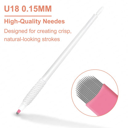 10pcs Disposable Microblading Pens – 18U & 14F Semi-Permanent Eyebrow Hand Tools