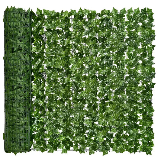 Artificial Ivy Hedge Green Leaf Fence Panels - 50x200cm Faux Privacy Screen for Home Outdoor Garden Balcony Decoration - 1x3m