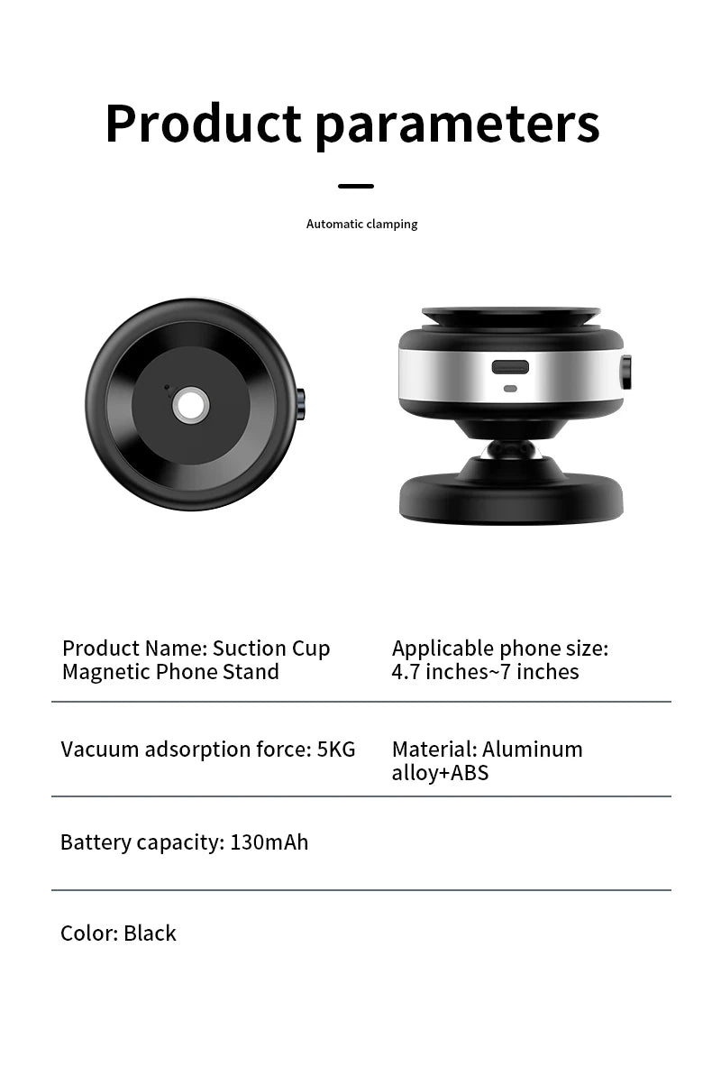 360° Magnetic Car Phone Holder – Aluminum Alloy Vacuum Adsorption Mount for iPhone & Smartphones