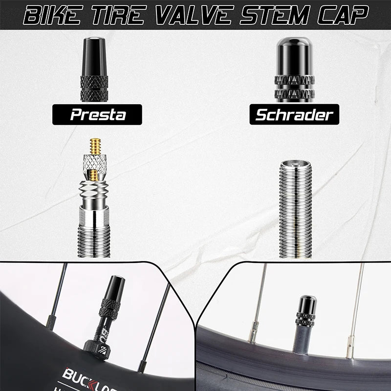 BUCKLOS F/V to A/V Valve Adapter – Aluminum Alloy Presta to Schrader Converter with Durable Bicycle Valve Cap