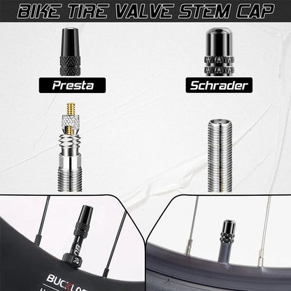 BUCKLOS F/V to A/V Valve Adapter – Aluminum Alloy Presta to Schrader Converter with Durable Bicycle Valve Cap