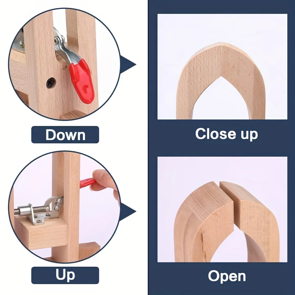 Leathercraft Wooden Sewing Clips with Extended Base Plate – Handmade Leather Tool Clamps for DIY Projects