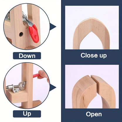 Leathercraft Wooden Sewing Clips with Extended Base Plate – Handmade Leather Tool Clamps for DIY Projects