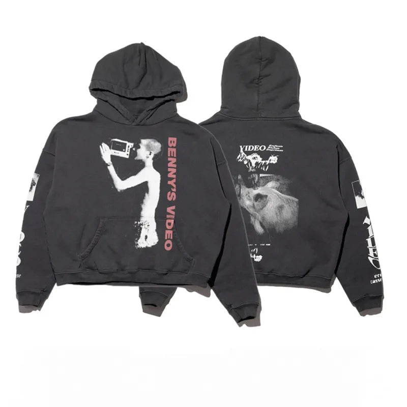 2025SS Ripped E.R.D. Hoodie – Men & Women Slogan Print Short Wide Sweatshirt