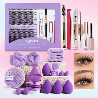 DIY Lash Extension Kit – Mix Styles Lash Clusters, Individual Lashes, Bond & Seal, Remover, Tweezers & Lash Brush for Easy Self-Application Makeup