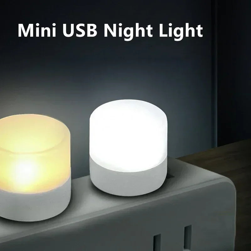 Mini USB Night Light - Warm White LED Reading Lamp for Eye Protection, USB Plug Compatible with Computers and Mobile Power Charging - Available in 50 or 1 Pack
