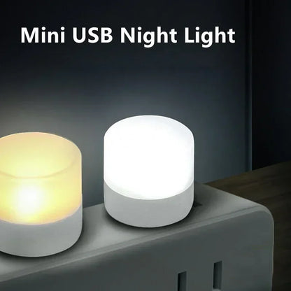 Mini USB Night Light - Warm White LED Reading Lamp for Eye Protection, USB Plug Compatible with Computers and Mobile Power Charging - Available in 50 or 1 Pack