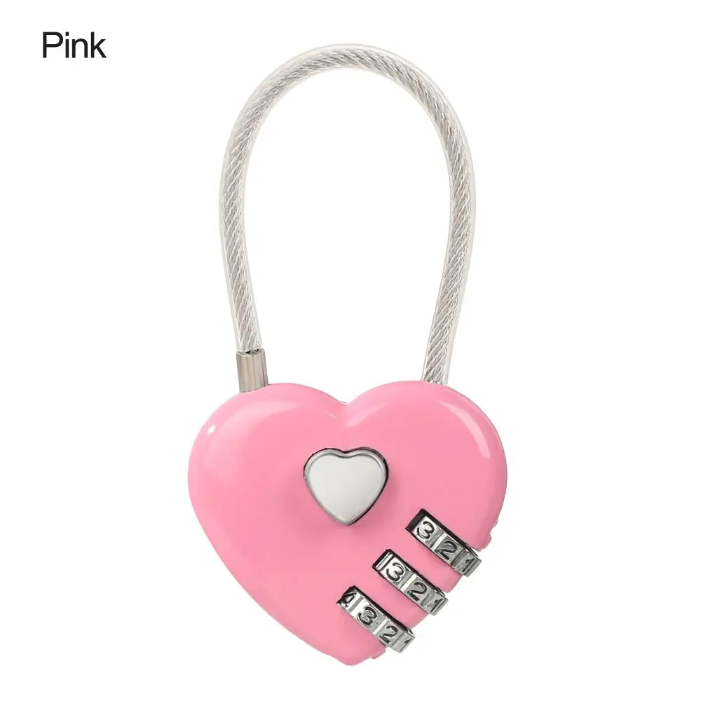 Heart-Shaped 3-Digit Password Lock – Travel Luggage & Suitcase Padlock for Security & Drawer Protection