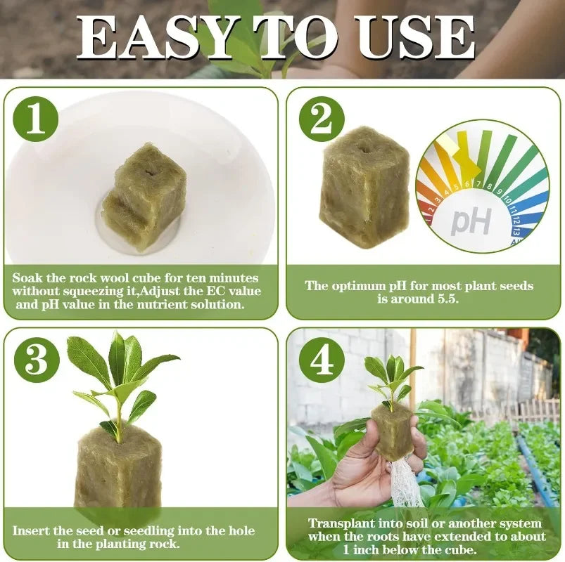 Sponge Block Starter Plugs — Rockwool Grow Cubes for Seedlings, Hydroponics & Plant Propagation