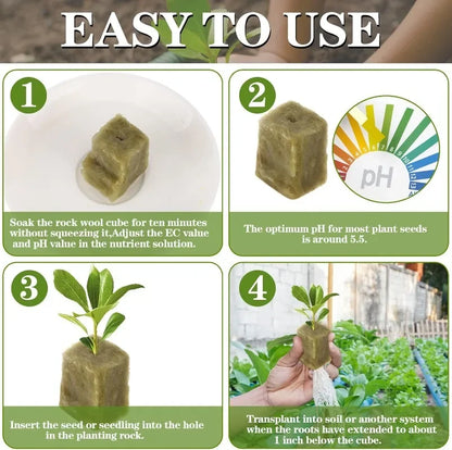 Sponge Block Starter Plugs — Rockwool Grow Cubes for Seedlings, Hydroponics & Plant Propagation