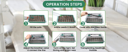 120-Cell Seed Starter Tray with Grow Light — Smart Timer Kit with Adjustable Vents & Drainage Holes