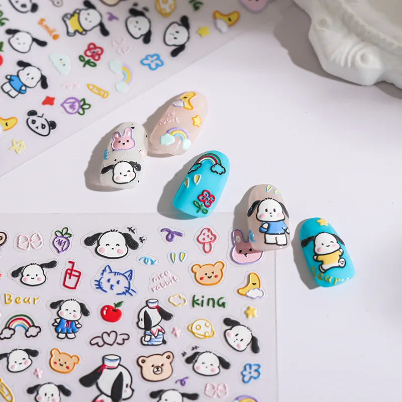 Cute Snoopy 5D Nail Stickers – Cartoon Anime Nail Art Decoration