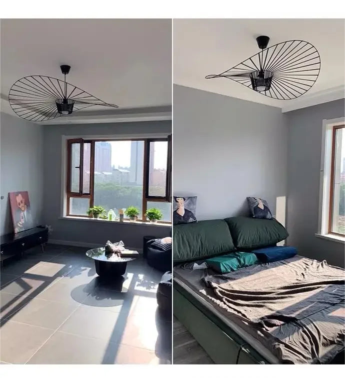 Italian Cross-Border Nordic Straw Hat Fabric Lamp — Modern Designer Art Lamp for Restaurant & Living Bedroom