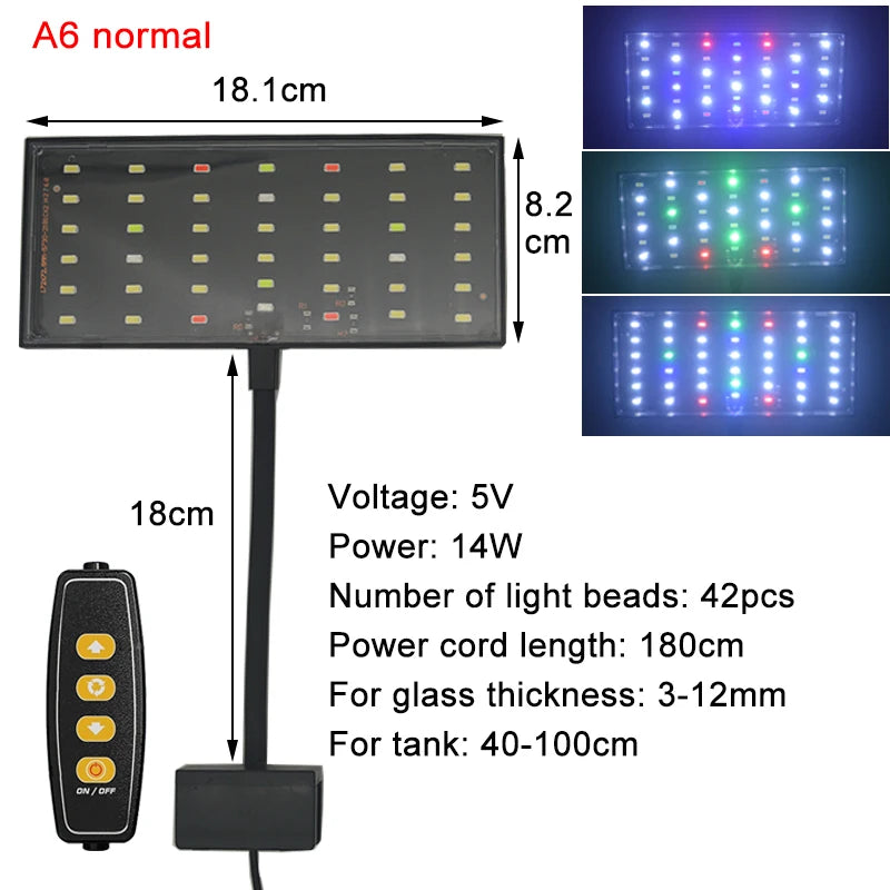 USB Aquarium LED Light – Full Spectrum Dimmable Fish Tank Lamp for Aquatic Plant Growth, Adjustable Brightness & 360° Rotatable