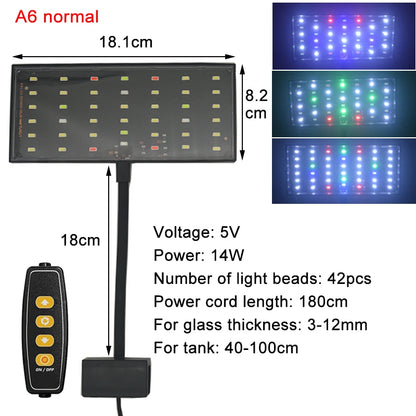 USB Aquarium LED Light – Full Spectrum Dimmable Fish Tank Lamp for Aquatic Plant Growth, Adjustable Brightness & 360° Rotatable