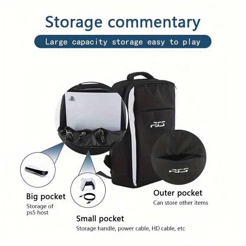 PS5 Travel Backpack - Protective Carrying Case with Storage for Console and Accessories, Compatible with Sony PlayStation 5