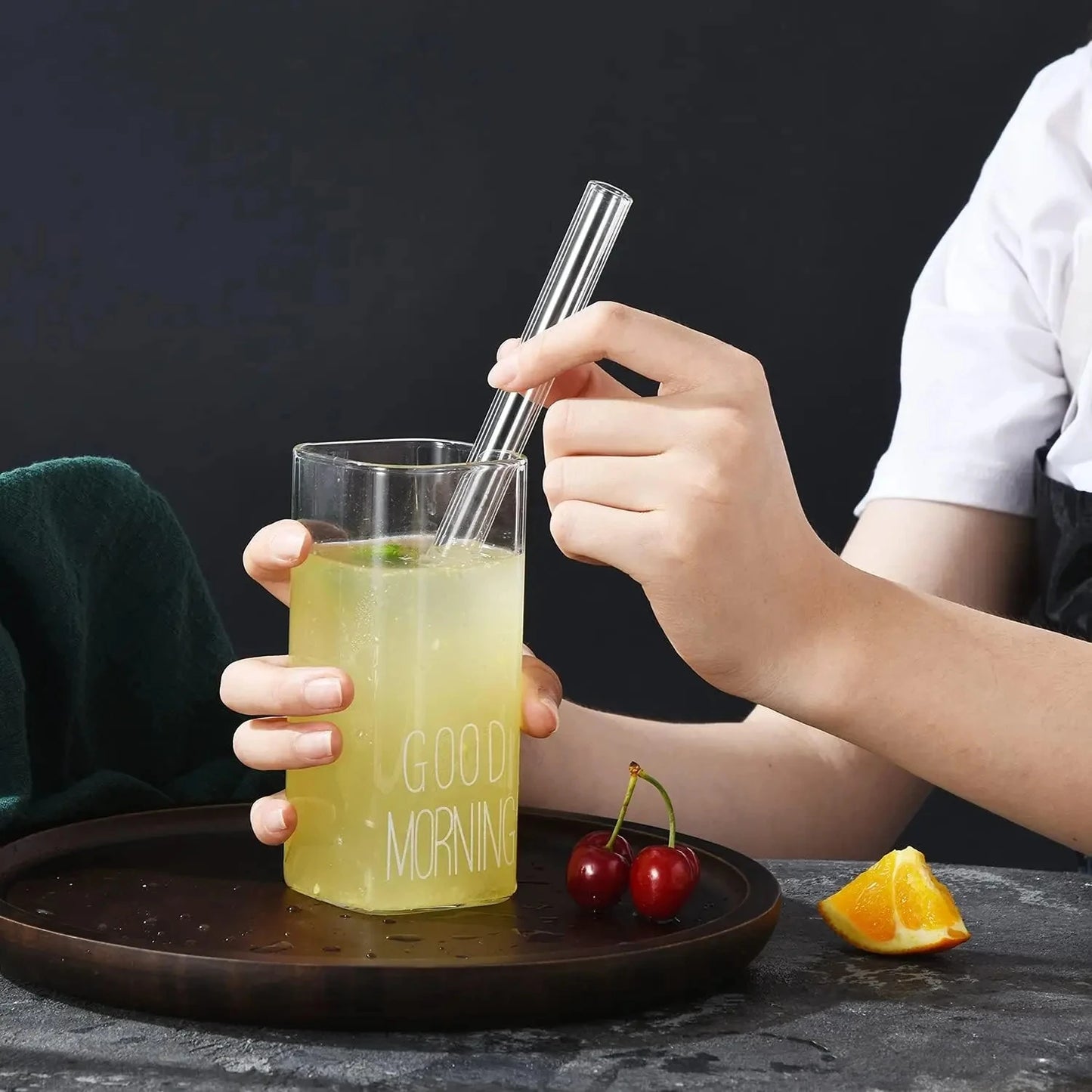 12/14mm Reusable Glass Drinking Straws — High Borosilicate, Straight Straws for Boba, Bubble Tea, Milkshakes, Smoothies, Fruit Cocktails, Bar Use