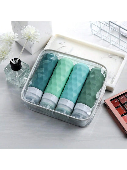 4-Pack Silicone Travel Bottles – 3oz TSA-Approved, Leak-Proof, BPA-Free Portable Toiletry Containers