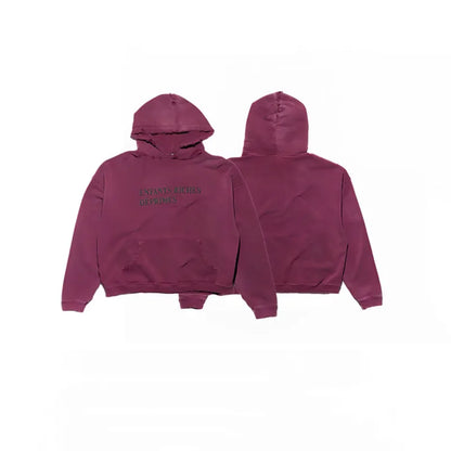 2025SS Ripped E.R.D. Hoodie – Men & Women Slogan Print Short Wide Sweatshirt