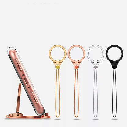 Universal Metal Lanyard for Keys & Phones - iPhone, Samsung, Xiaomi - Keycord Strap with Finger Mobile Holder Stand, Accessories