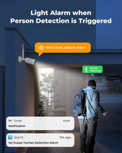 H.View 8CH 5MP Wireless WiFi Security Camera System — CCTV NVR Kit with Indoor/Outdoor Cameras & Two-Way Audio XMEye