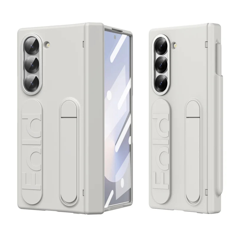 Wristband Hinge Phone Case for Samsung Galaxy Z Fold 3-7 – With Pen Slot & S Pen, Screen Protector Cover