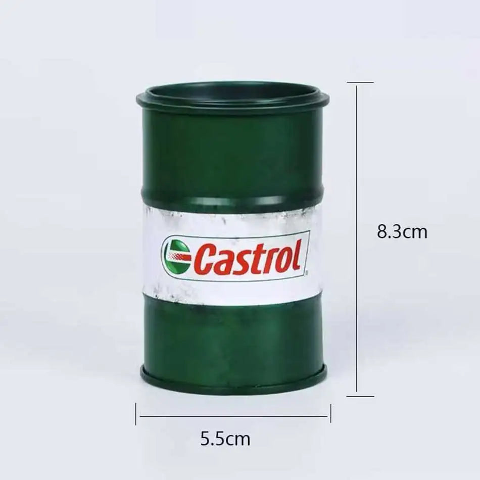 Iron Mini Oil Drum Model – Chemistry Car Desktop Decoration & Storage Box War Games Scene Toy for Boys