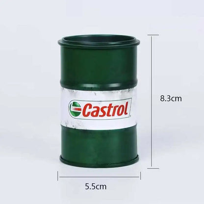 Iron Mini Oil Drum Model – Chemistry Car Desktop Decoration & Storage Box War Games Scene Toy for Boys